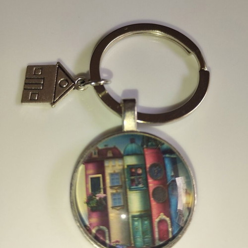 Keychain colorful magic bookstore with mini house charm new alpaca
