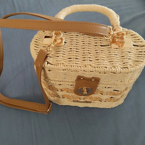 Straw bag Bag to Bag new, beige and green