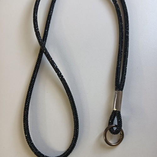 Lanyard with rhinestones used, black for keys or phone