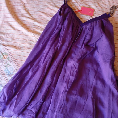 BSB purple silk mini dress with metallic detail