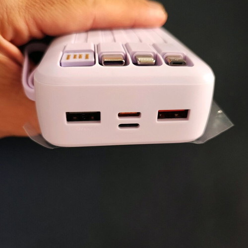 Powerbank 20000mAh purple with built-in cables new