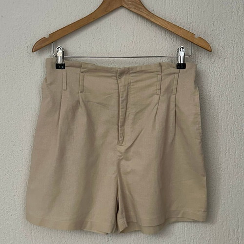 Na-KD linen blend high waist shorts, light yellow
