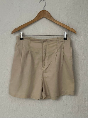 Na-KD linen blend high waist shorts, light yellow