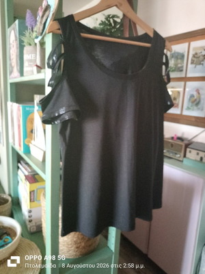 Blouse with shoulder cutouts black, size XL, like new
