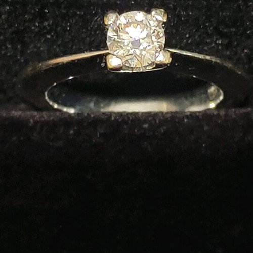 White gold solitaire ring used with 0.41 carat diamond and G.I.A. certificate