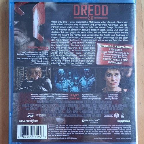 Dredd 3D Blu-ray with German subtitles