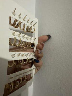 Earring set new, 12 pieces gold-colored