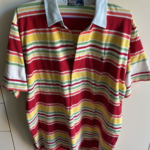 Ralph Lauren Polo striped pique shirt XL like new, blue collar
