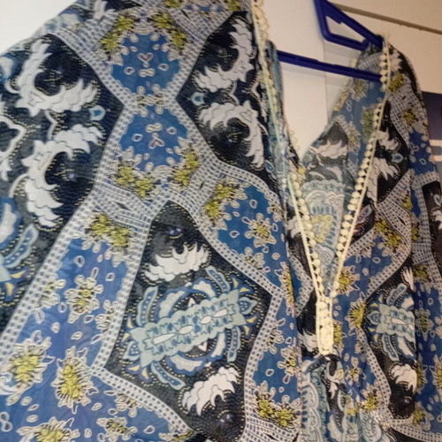 Maxi caftan dress like new with embroidery and sheer fabric