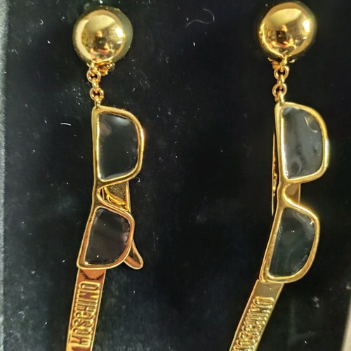 Moschino H&M Statement Earrings New, Gold Tone
