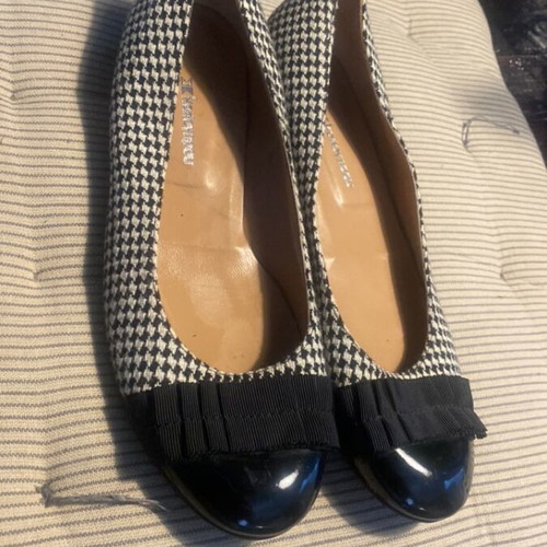 Kalogirou ballerinas used, lemonis leather sole, black and white