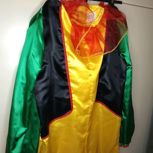 Colorful clown costume new, satin fabric, one size