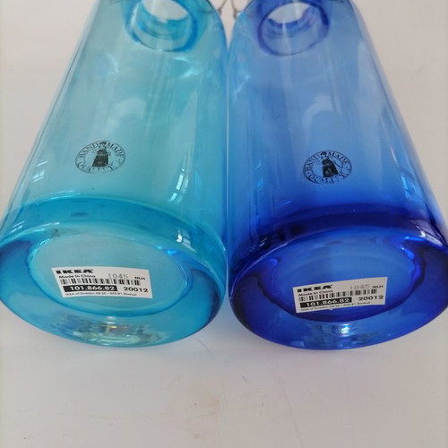 Handmade hanging vases new, set of 2, blue and green