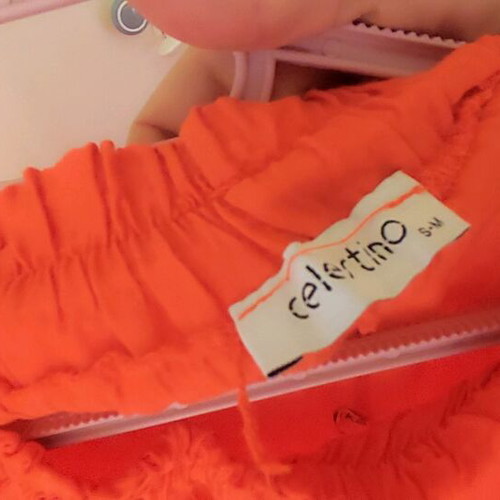 Celestino blouse and long zip-culottes set like new, orange