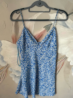 Φόρεμα μίνι Zara καινούργιο, άσπρο και μπλε, μέγεθος S