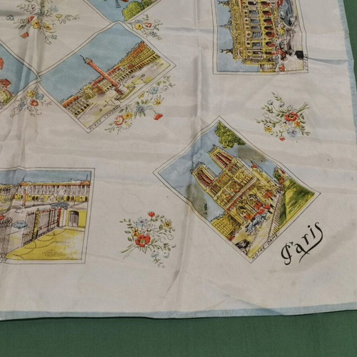 Paris 1960 souvenir scarf used, time wear