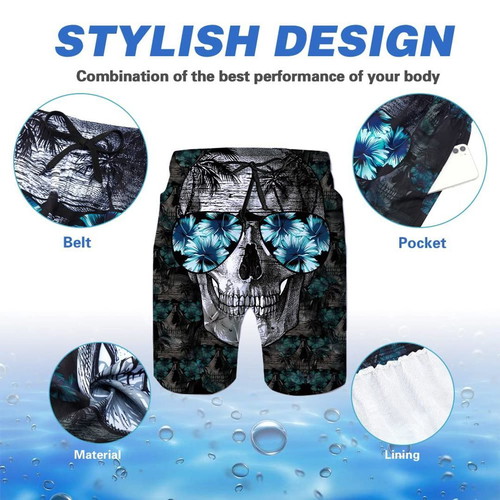Men's Swim Shorts with 3D Print Size M New, Quick-Dry