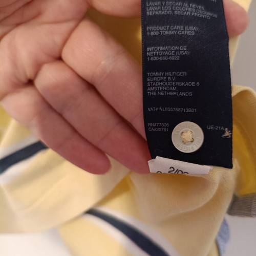 Tommy Hilfiger polo shirt XL like new, yellow with blue and white stripes