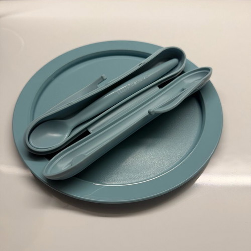Tupperware set with small plate and baby spoon new