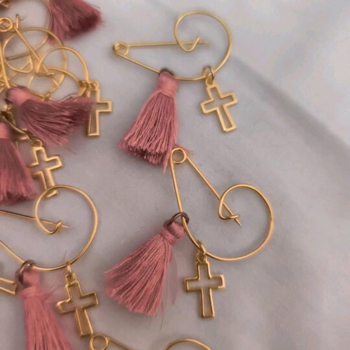Baptism favors new, pack of 60 in dusty rose with gold pin