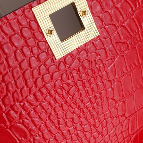 Leather crossbody bag red with hand-painted floral design new