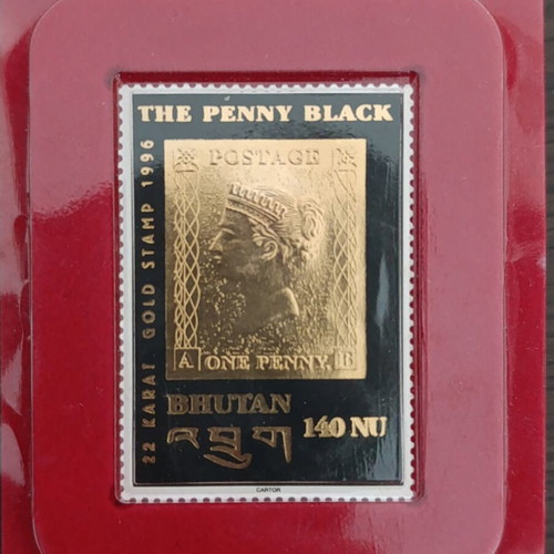 The Penny Black 1996 gold stamp Bhutan new