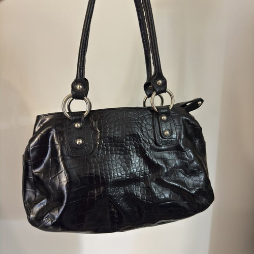 Efstathopoulos Black Genuine Leather Shoulder Bag preloved condition