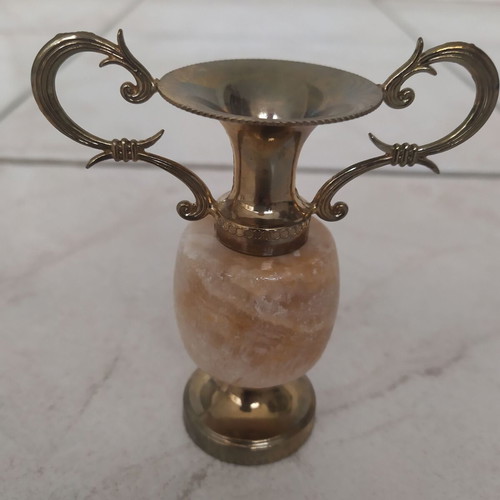 Decorative amphorae set of 3 from brass and onyx like new