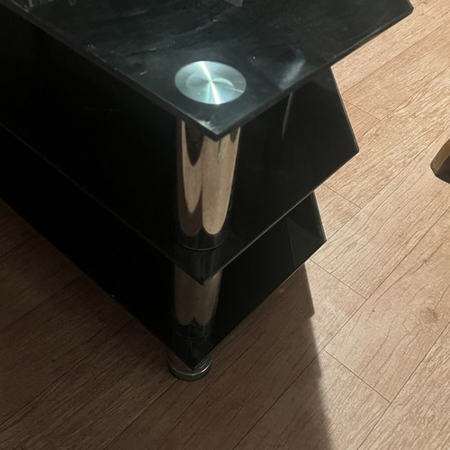 Glass TV table black, used