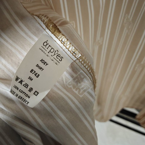 Arpyes vintage shirt beige camel with white stripes size S/M like new