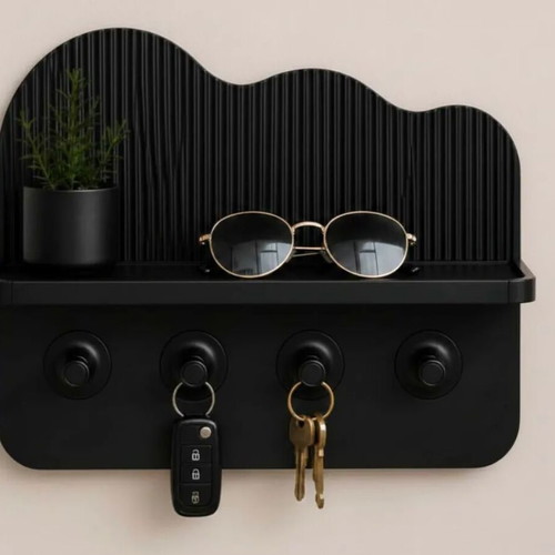WaveShelf Modern Wavy Wall Shelf and Key Organizer new