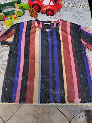 Zara sequin blouse used, size L, multicolor black