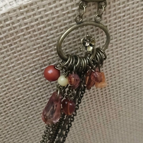 Ethnic handmade single earring like new with long chains and stones