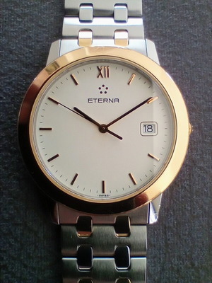 Eterna 3100 men's watch like new, steel and 18k gold plated