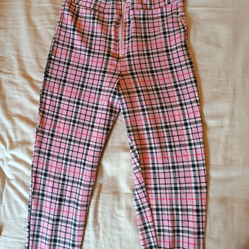Punk pink checkered leggings pants like new