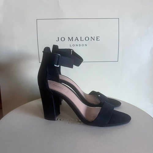 Bershka Y2K black suede high-heeled sandals like new, size 36