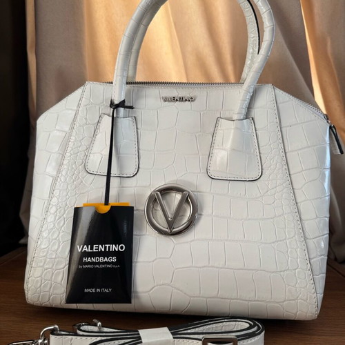 Valentino Bags white leather conv tote bag new