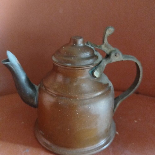 Individual teapot used, collectible copper and brass