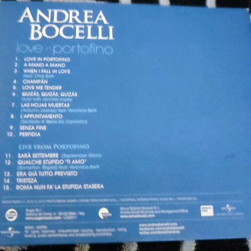 Andrea Bocelli Love in Portofino CD like new