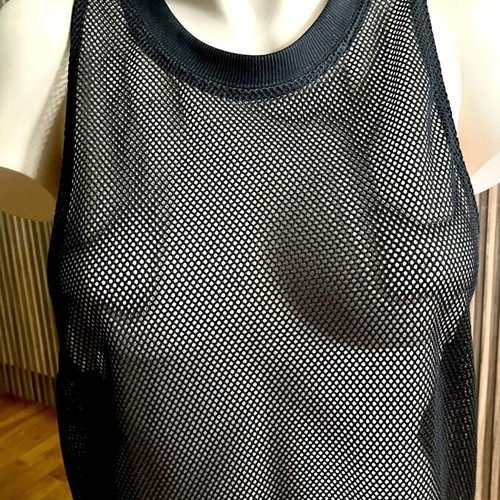 Black mesh blouse size L like new by Calliope