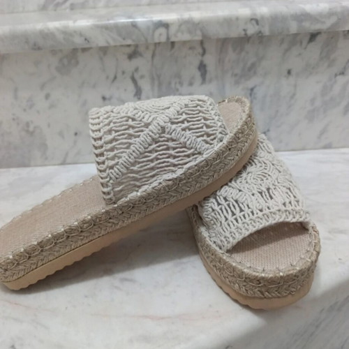Espadrille-style slippers new, beige, size 40 narrow fit
