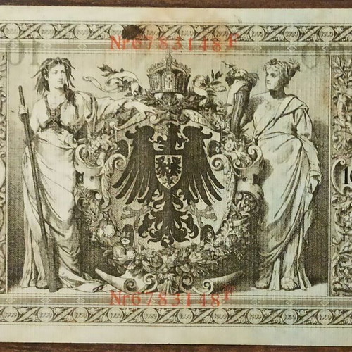 Collectible paper money used, set of 2, German Reich 1910