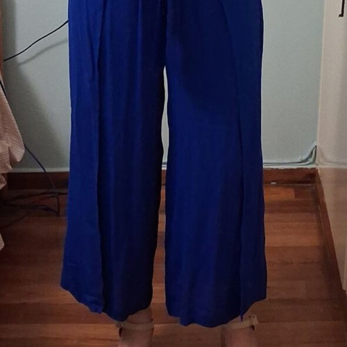 High-waisted palazzo pants with elastic and belt like new, blue