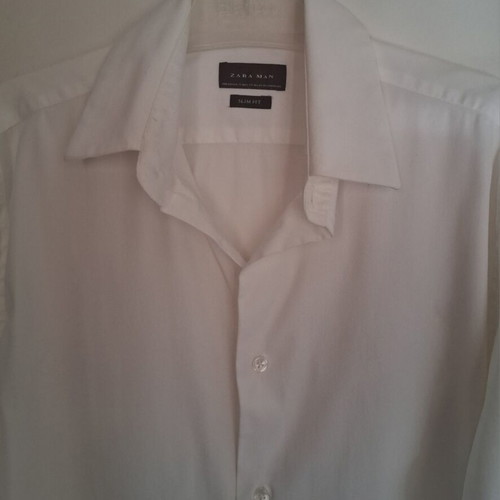 Zara Man Slim Fit λευκό βαμβακερό-elastan πουκάμισο νούμερο S μεταχειρισμένο