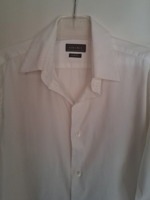 Zara Man Slim Fit λευκό βαμβακερό-elastan πουκάμισο νούμερο S μεταχειρισμένο