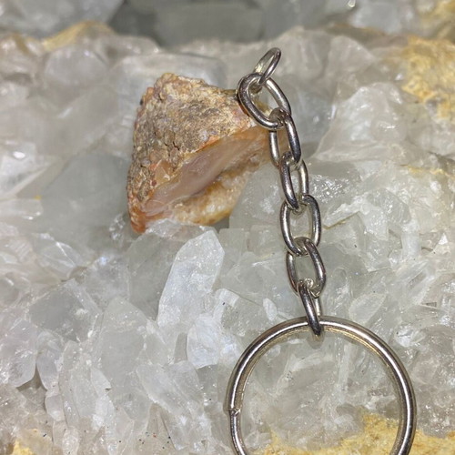 Key Chain Handmade with Natural Raw Agate new, orange
