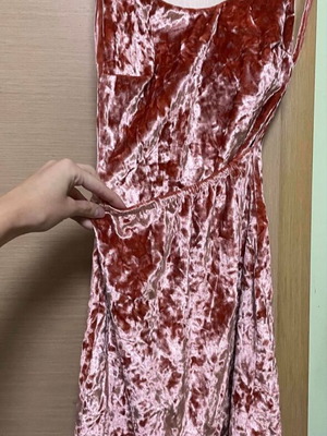 Velvet short dress pink like new with open back