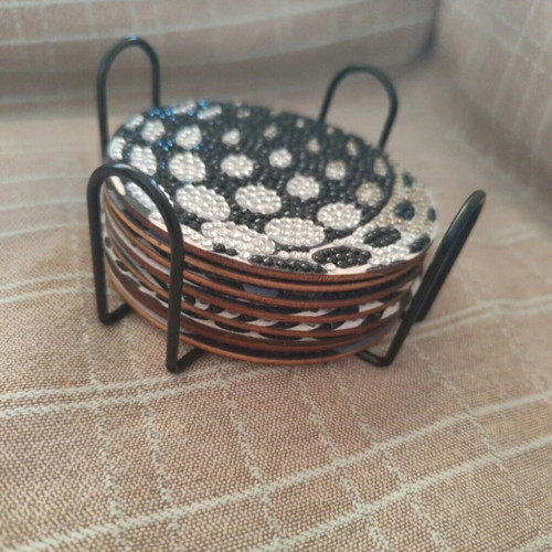 Coasters set of 8 with holder, like new, wood
