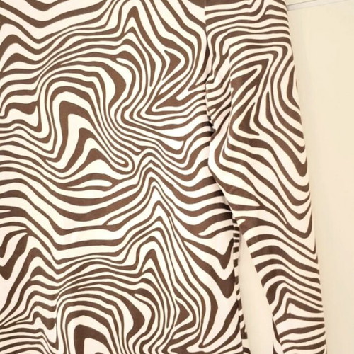 Shein women's fitted blouse new, brown and white, size S