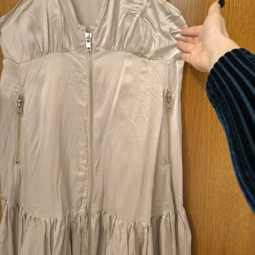 Mini satin women's formal dress silver like new with zipper and hood